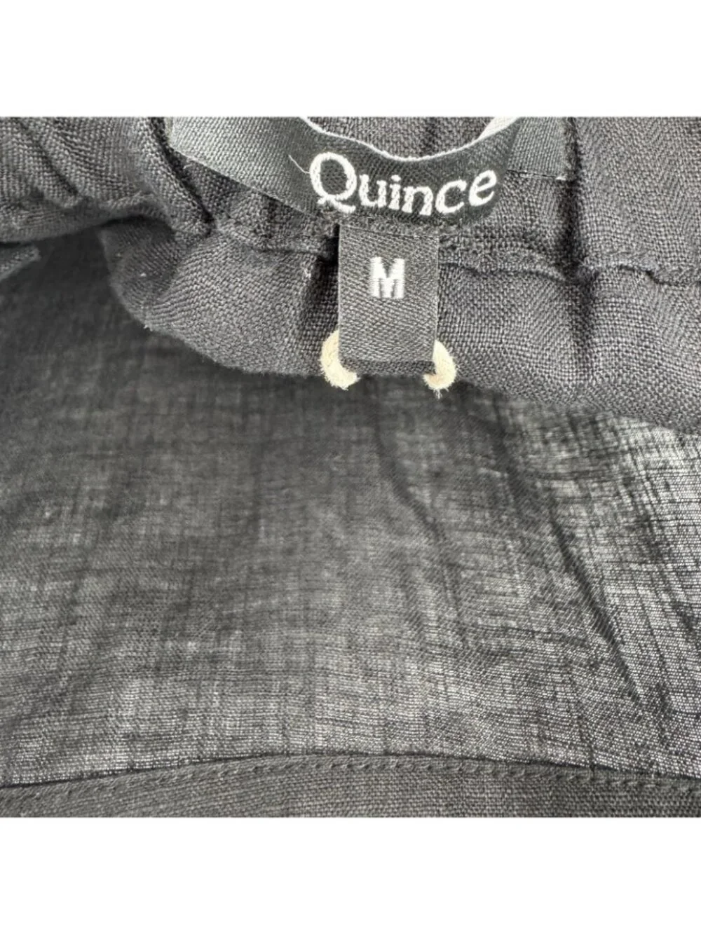 Quince 100% European Linen Belted Square Neck Jumpsuit in Black size M Medium